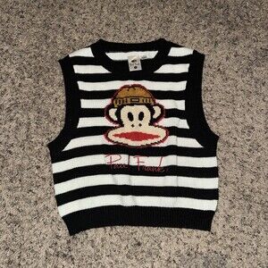 Paul Frank vintage 90s Y2K striped knit vest featuring Julius the Monkey Size S